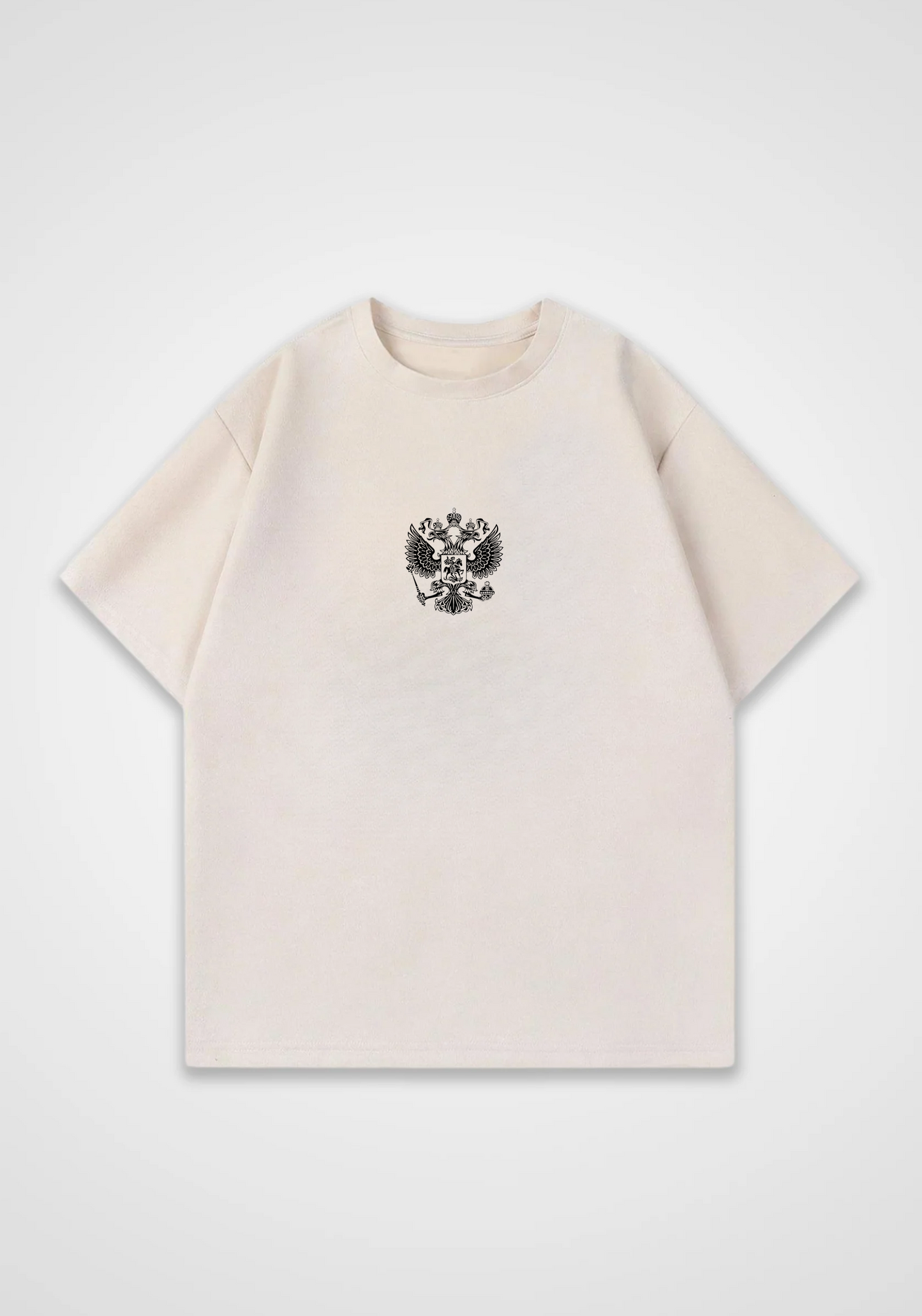 Russian Flag Oversized Shirt - Beige Front (Designed)