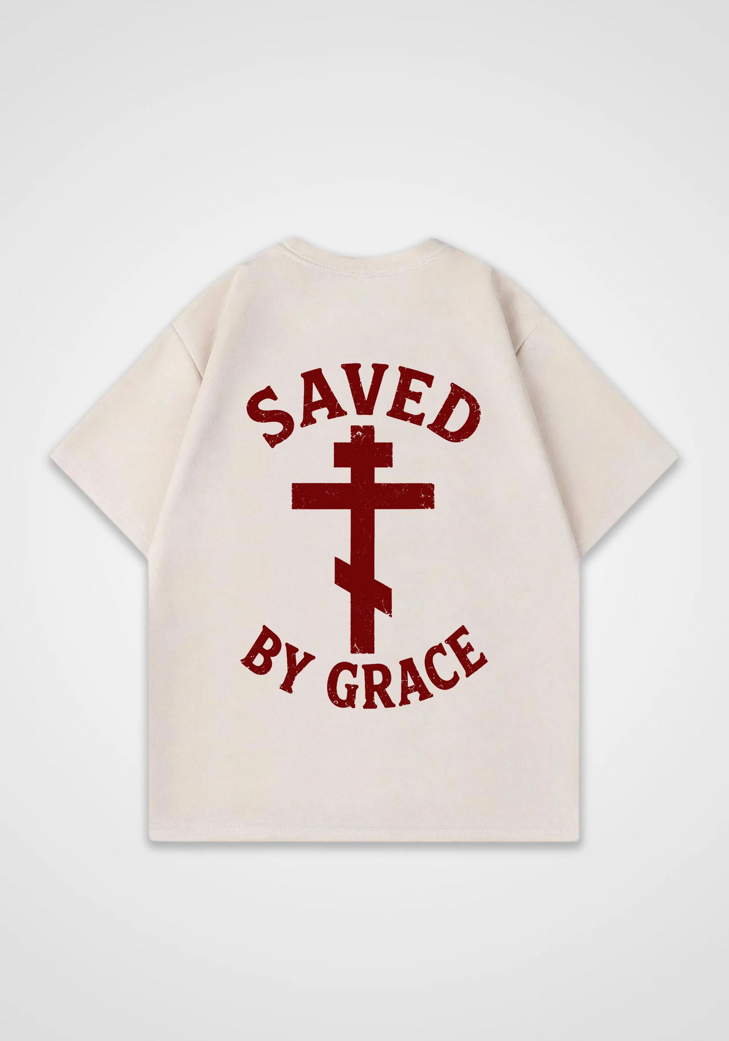 Saved by Grace Oversized Shirt - Beige Back (Designed)