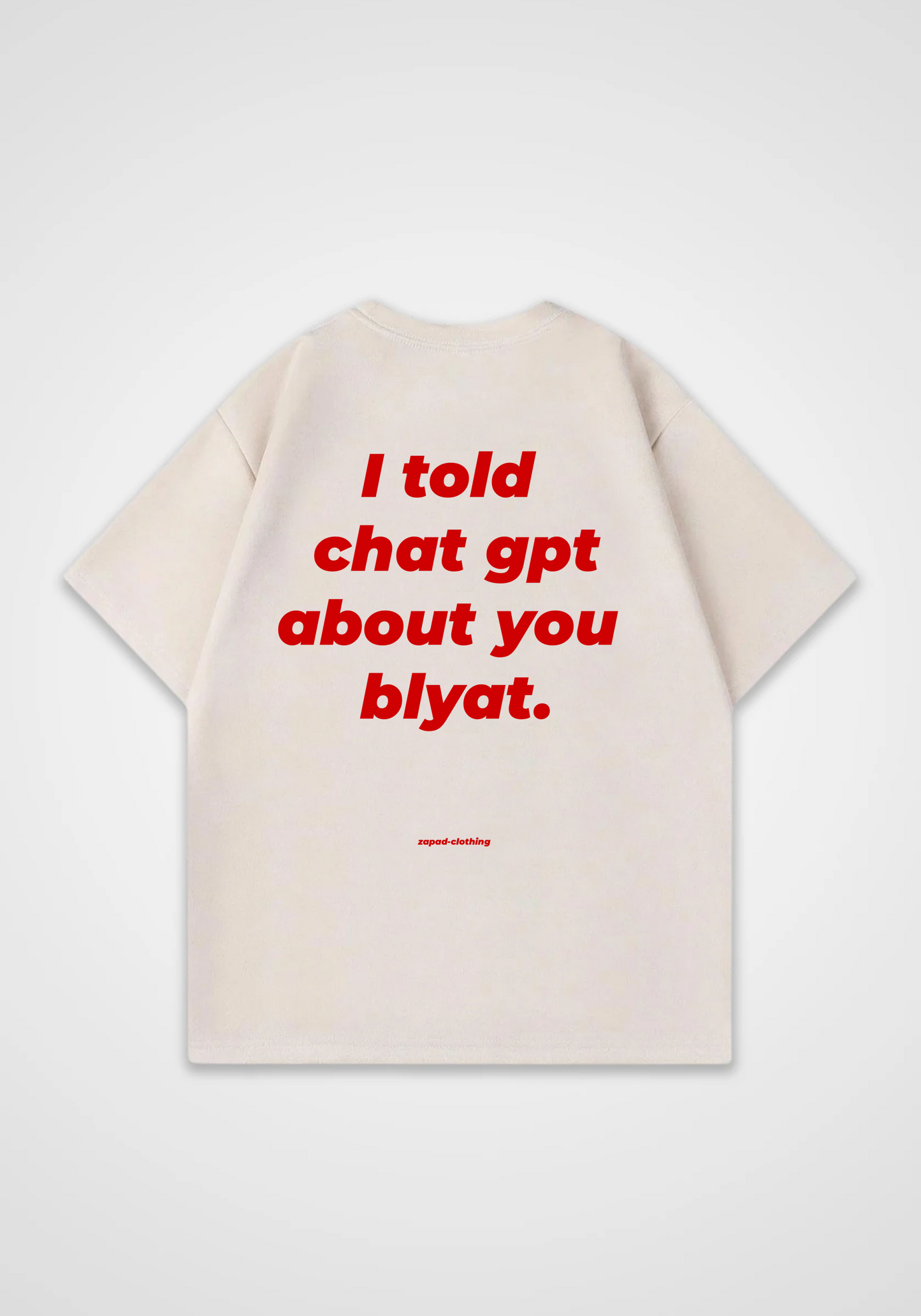 I told Chat GPT Oversized Shirt - Beige Back (Designed)