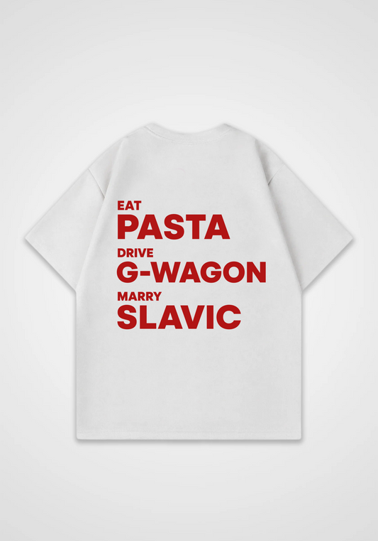 Eat drive marry V2 Oversized Shirt - White Back (Designed)