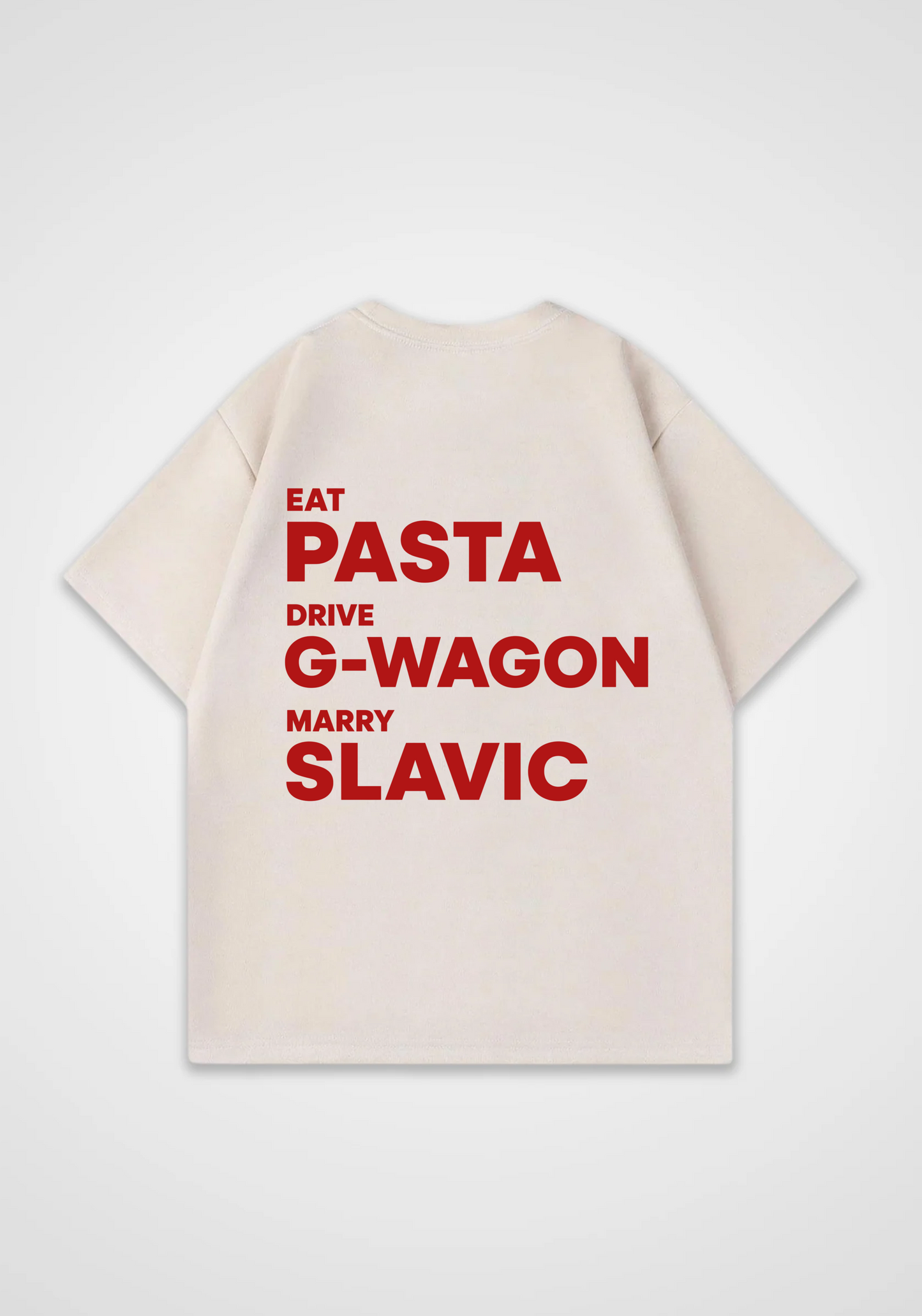 Eat drive marry V2 Oversized Shirt - Beige Back (Designed)