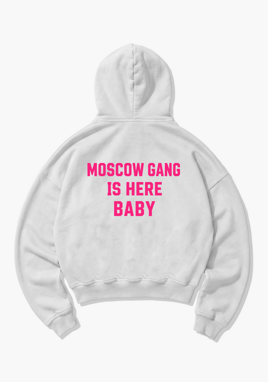 Moscow gang Oversized Hoodie - White Back (Designed)