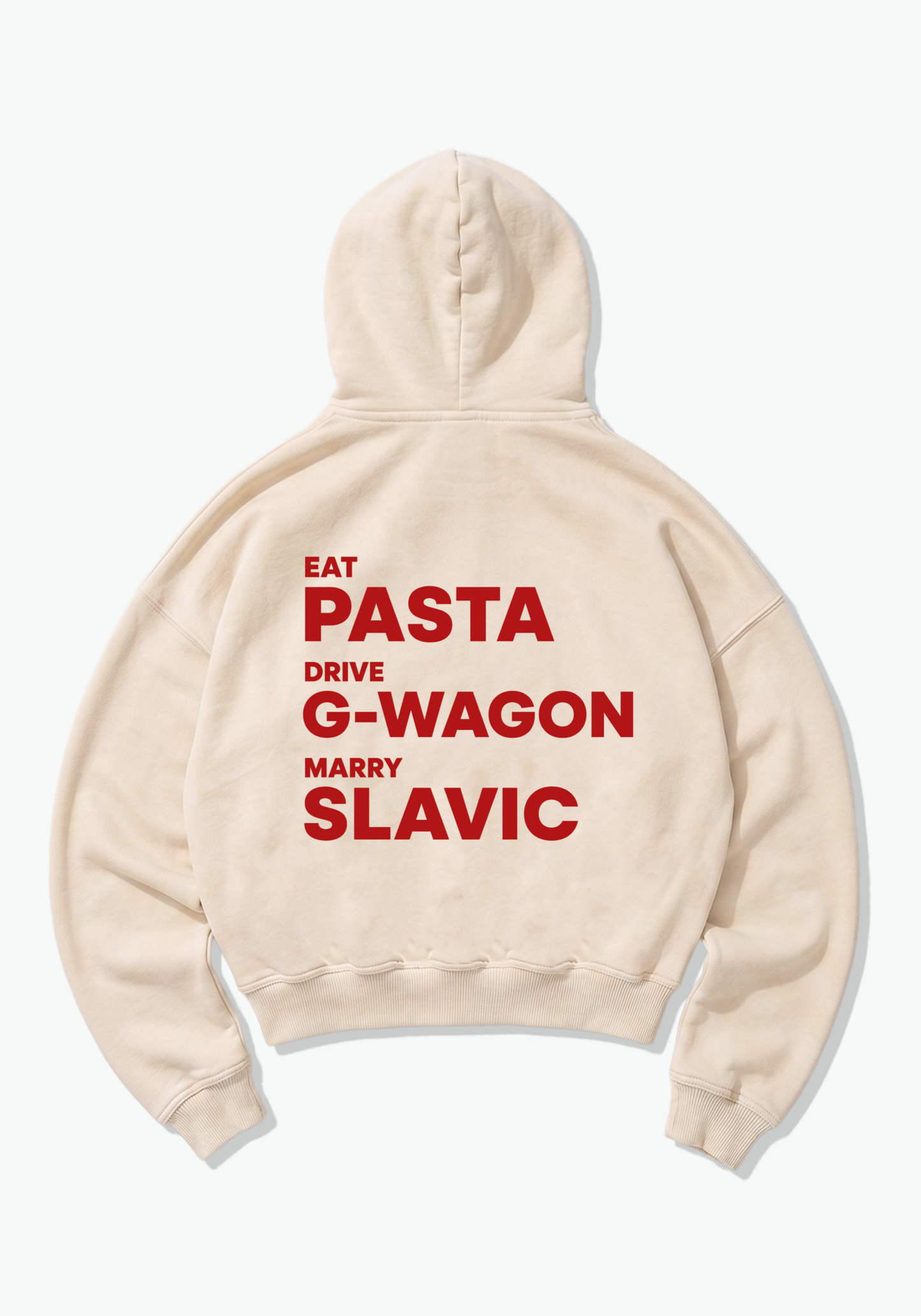Eat drive marry V2 Oversized Hoodie - Beige Back (Designed)