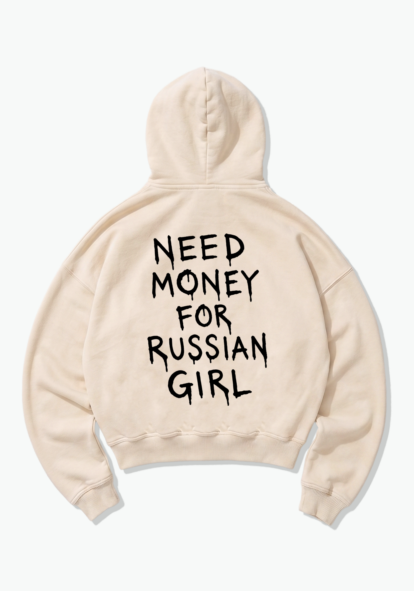 Need Money for Russian Girl Oversized Hoodie - Beige Back (Designed)
