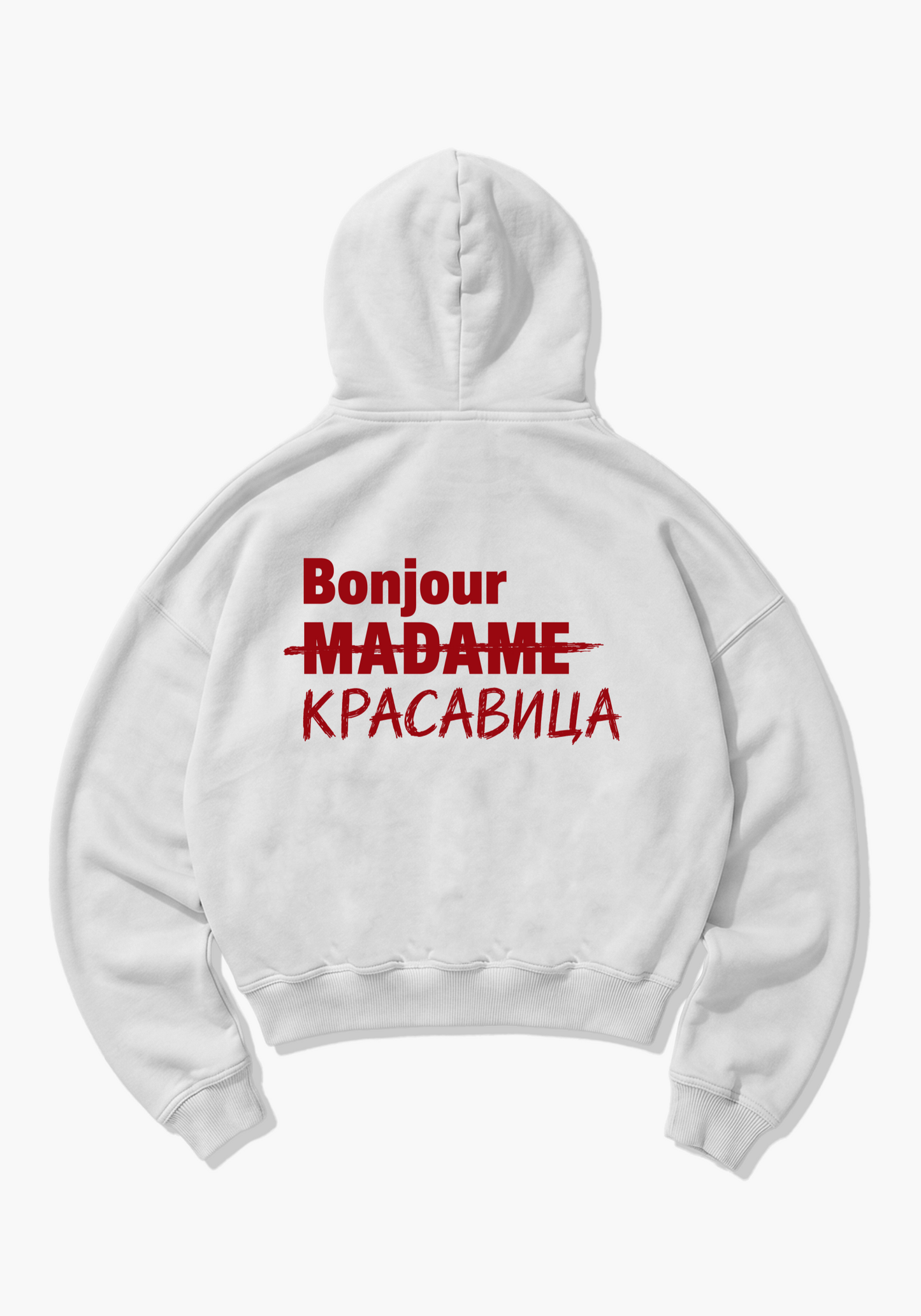 Bonjour Oversized Hoodie - White Back (Designed)