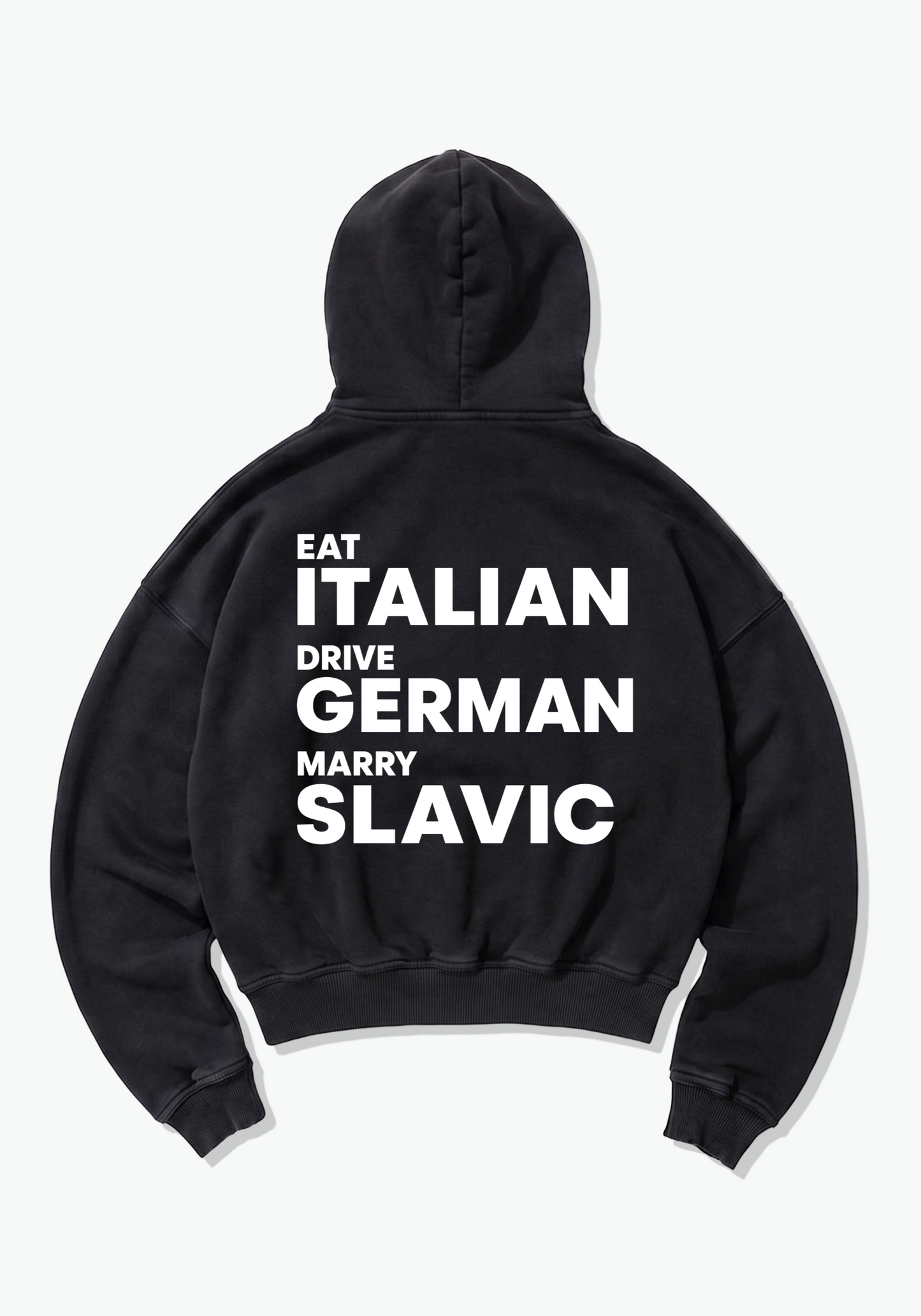Eat drive marry Oversized Hoodie - Black Back (Designed)