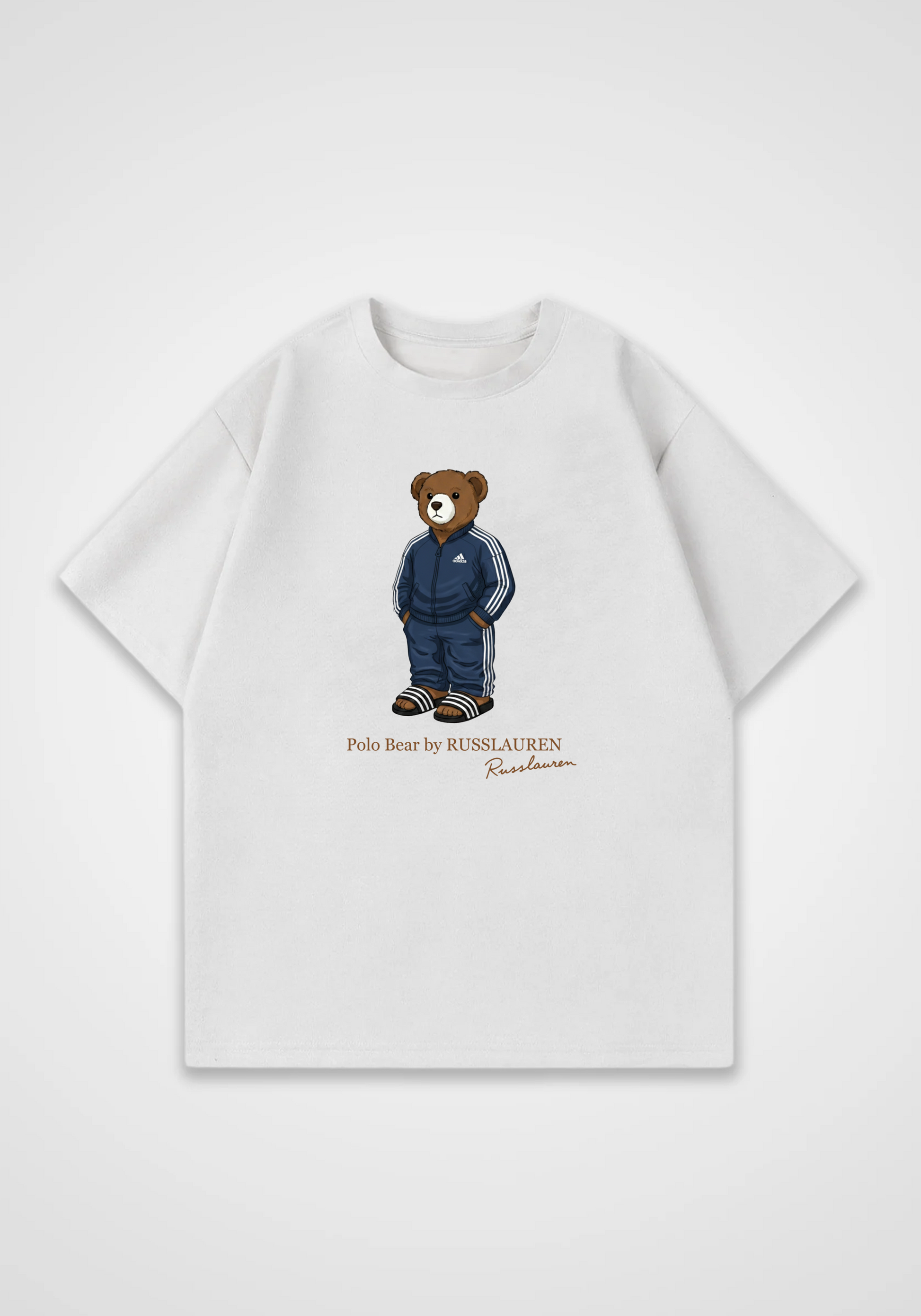 Russian Bear Oversized Shirt - White Front (Designed)