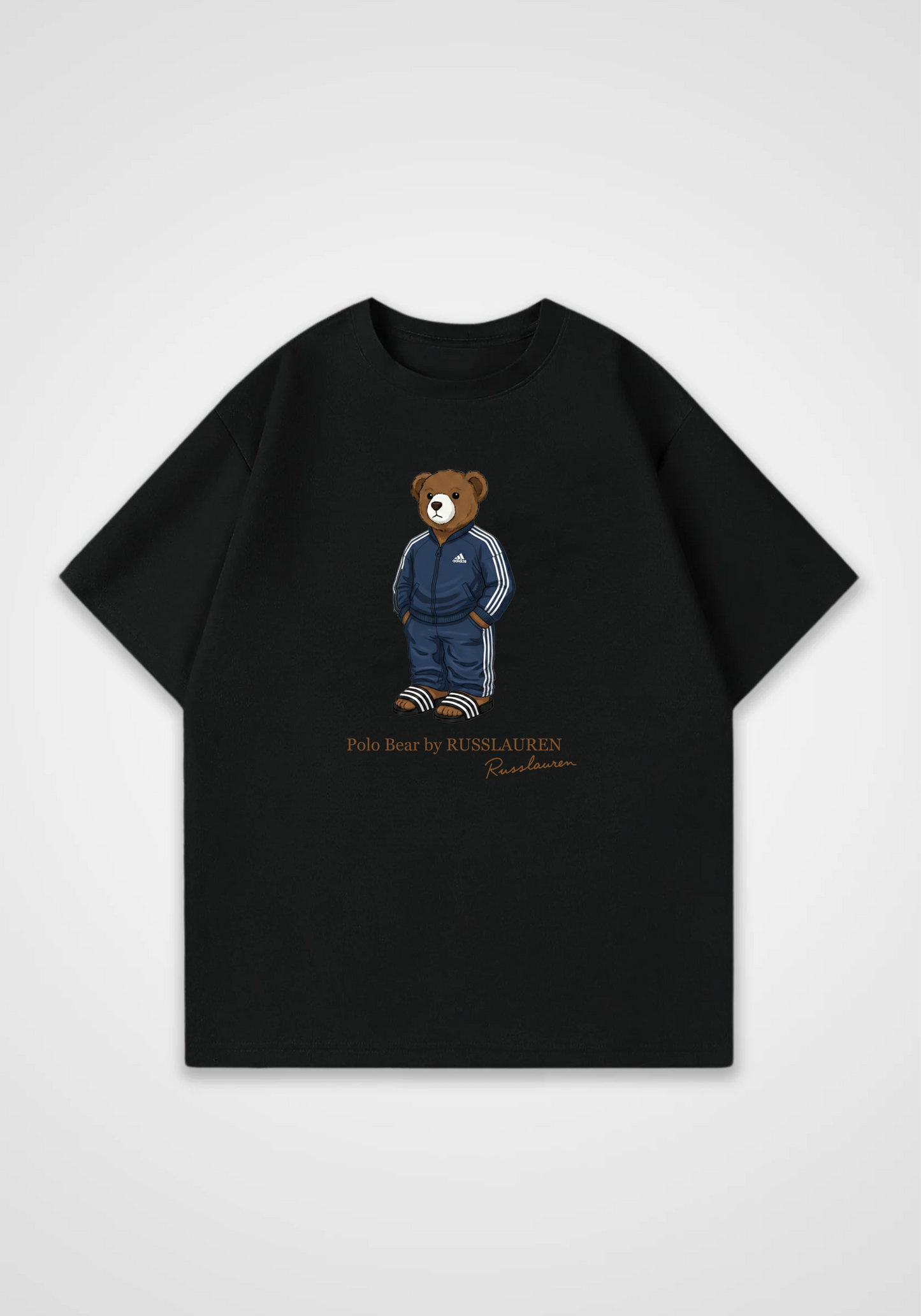 Russian Bear Oversized Shirt - Black Front (Designed)
