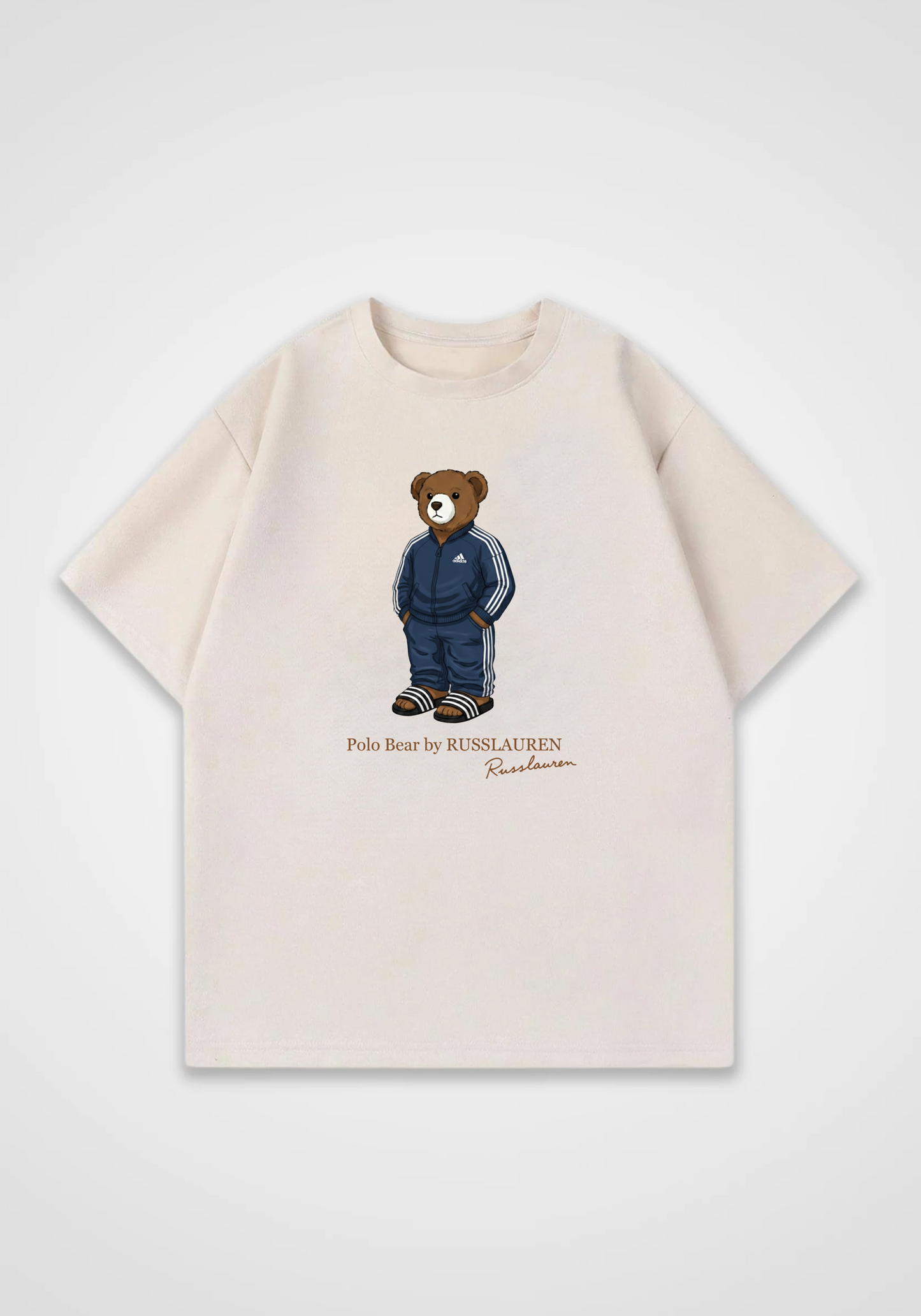 Russian Bear Oversized Shirt - Beige Front (Designed)