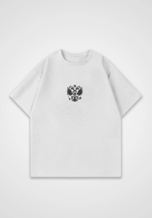 Russian Flag Oversized Shirt - White Front (Designed)