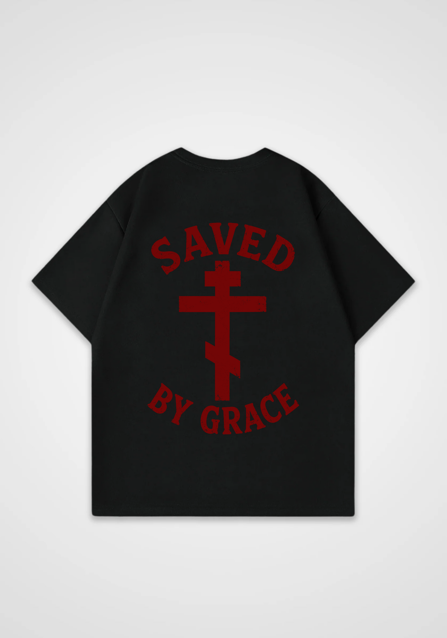 Saved by Grace Oversized Shirt - Black Back (Designed)
