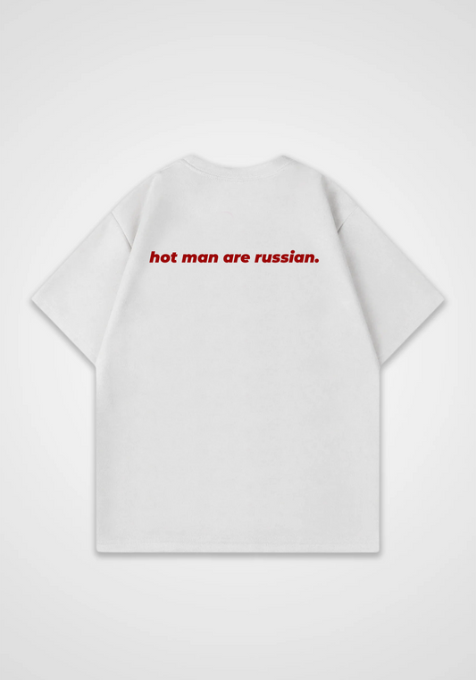 Hot man are russian Oversized Shirt - White Back (Designed)