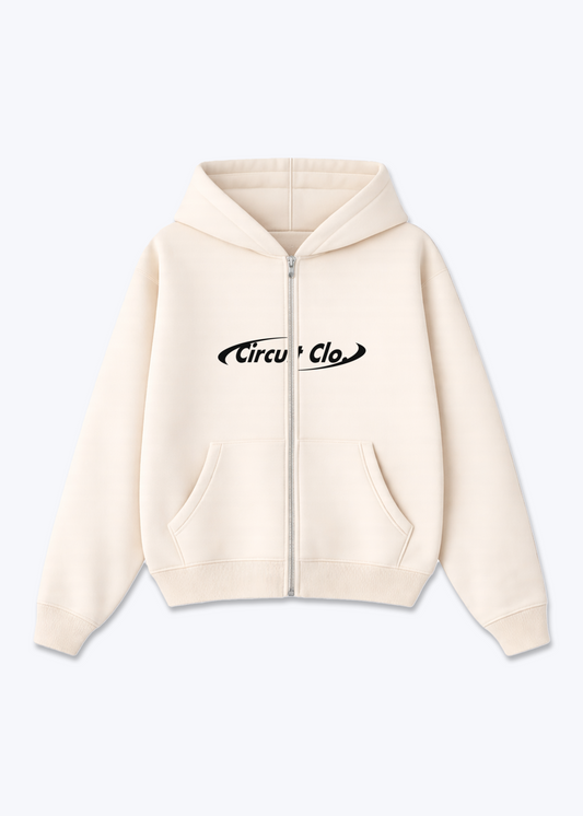 434 Zip Hoodie - Beige Front (Designed)