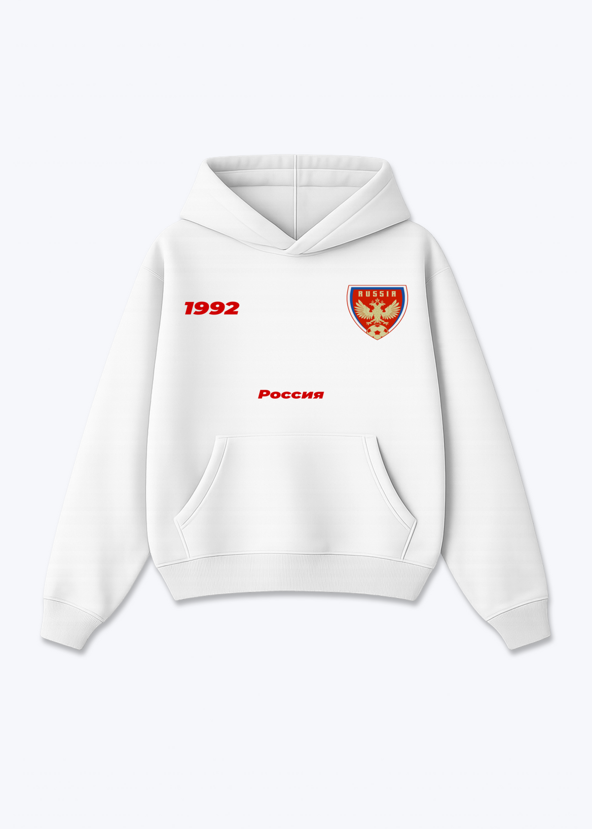 Russland Trikot Oversized Hoodie - White Front (Designed)