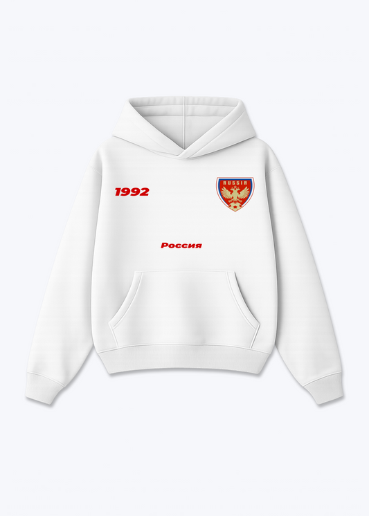 Russland Trikot Oversized Hoodie - White Front (Designed)
