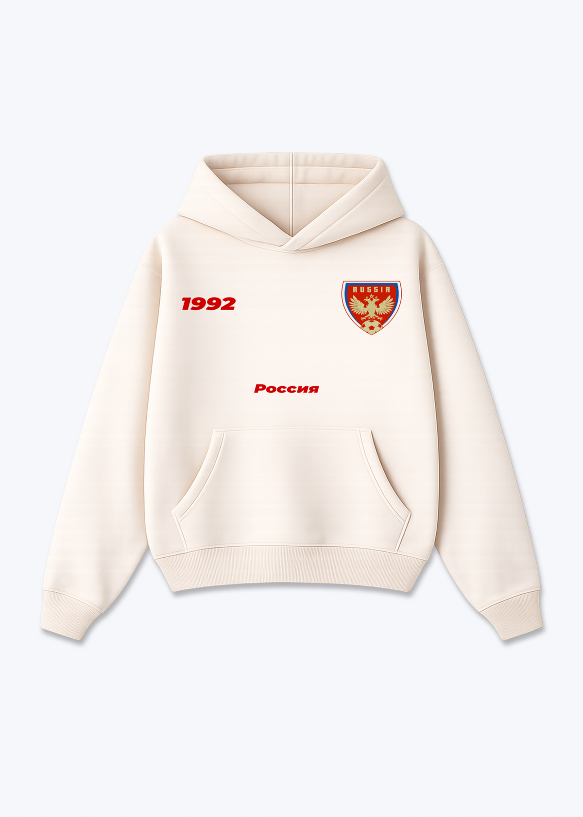 Russland Trikot Oversized Hoodie - Beige Front (Designed)